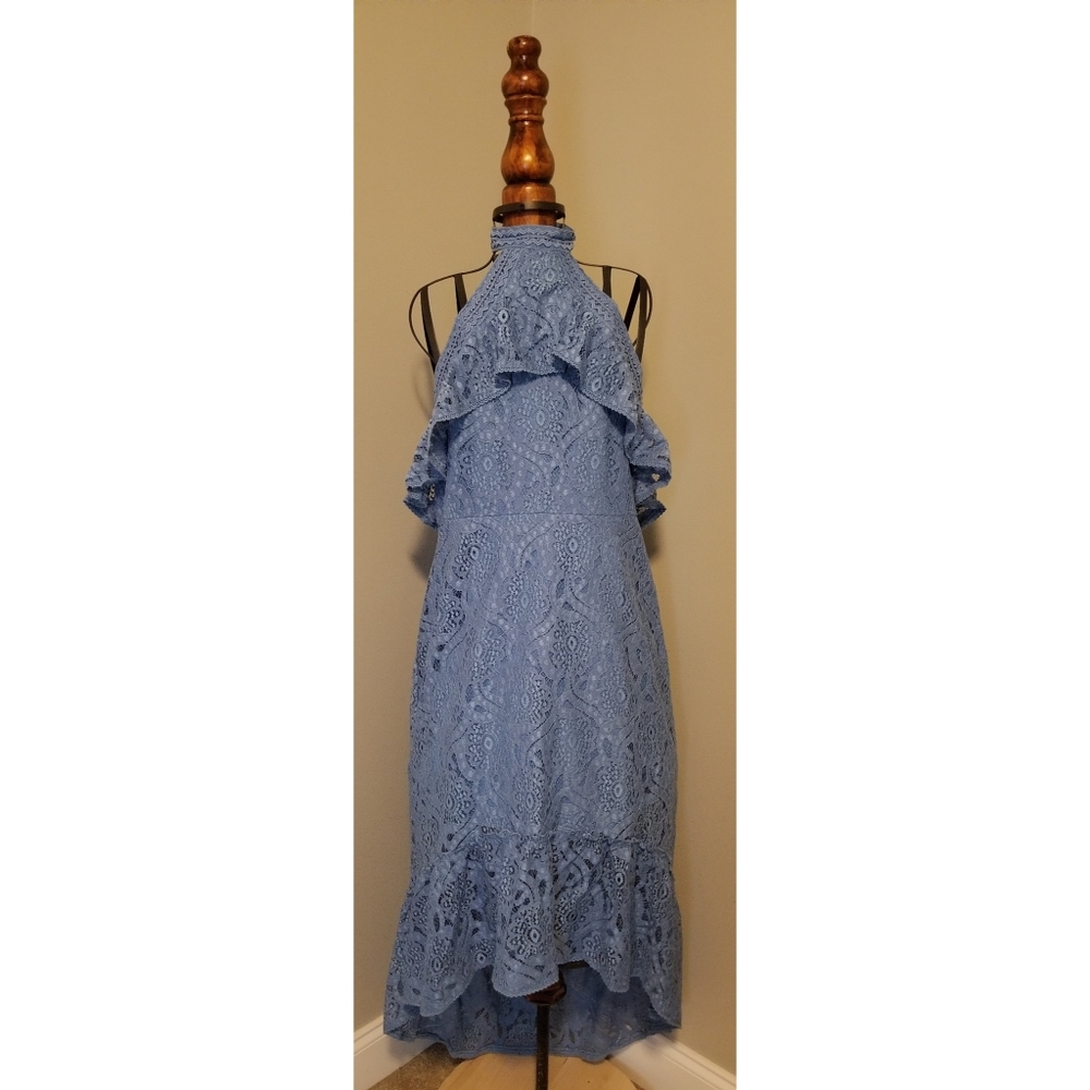 Elegant Blue Lace Dress